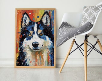 Siberian Husky, Pop Colorful Series, Siberian Husky Art Print, Siberian Husky Poster, Dog Art, Dog Lover Gift
