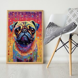 Colorful Pug Poster, Pop Colorful Series, Pug Art Print, Pug Poster, Dog Art, Dog Lover Gift