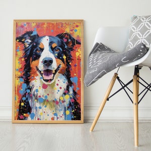 Border Collie Blue, Pop Colorful Series, Border Collie Art Print, Border Collie Poster, Dog Art, Dog Lover Gift