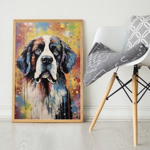 St. Bernard, Pop Colorful Series, St. Bernard Art Print, St. Bernard Poster, Dog Art, Dog Lover Gift