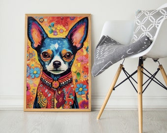 Chihuahua Dressed and Ready to Party, Pop Colorful Series, Chihuahua Art Print, Chihuahua Poster, Dog Art, Dog Lover Gift
