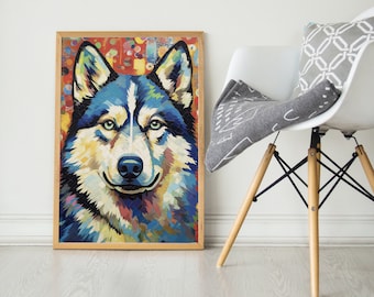 Siberian Husky, Pop Colorful Series, Siberian Husky Art Print, Siberian Husky Poster, Dog Art, Dog Lover Gift