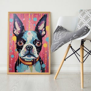 Boston Terrier, Pop Colorful Series, Boston Terrier Art Print, Boston Terrier Poster, Dog Art, Dog Lover Gift