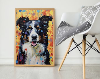 Border Collie, Pop Colorful Series, Border Collie Art Print, Border Collie Poster, Dog Art, Dog Lover Gift