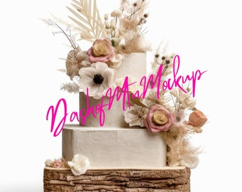 Rustic Cake Topper Mockup, Wedding Cake Mockup, Birthday Cake Mockup