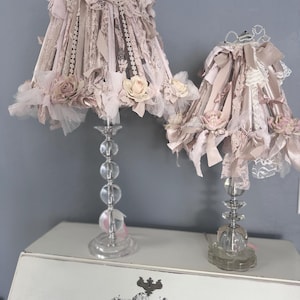Gorgeous Shabby Ragbow Scrappy Blush Rose Lamp *MADE TO ORDER*