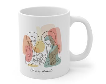 Tazza da caffè natalizia cristiana: Natività, versetto della Bibbia in spagnolo (315 ml)