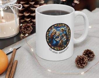 Tazza da caffè con Natività, regalo di Natale cristiano spagnolo, 11 once