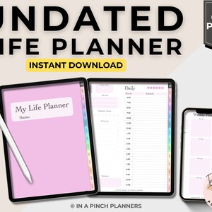 Undated Life Planner | Digital Planner | Monthly Weekly Daily Digital Planner | Weekly Planner | Monthly Planner | Undated Planner