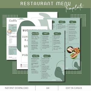 Restaurant Price List, Restaurant Menu, Menu Editable, Editable Price List Template, Food and Beverage,Restaurant Opening Hours Sign