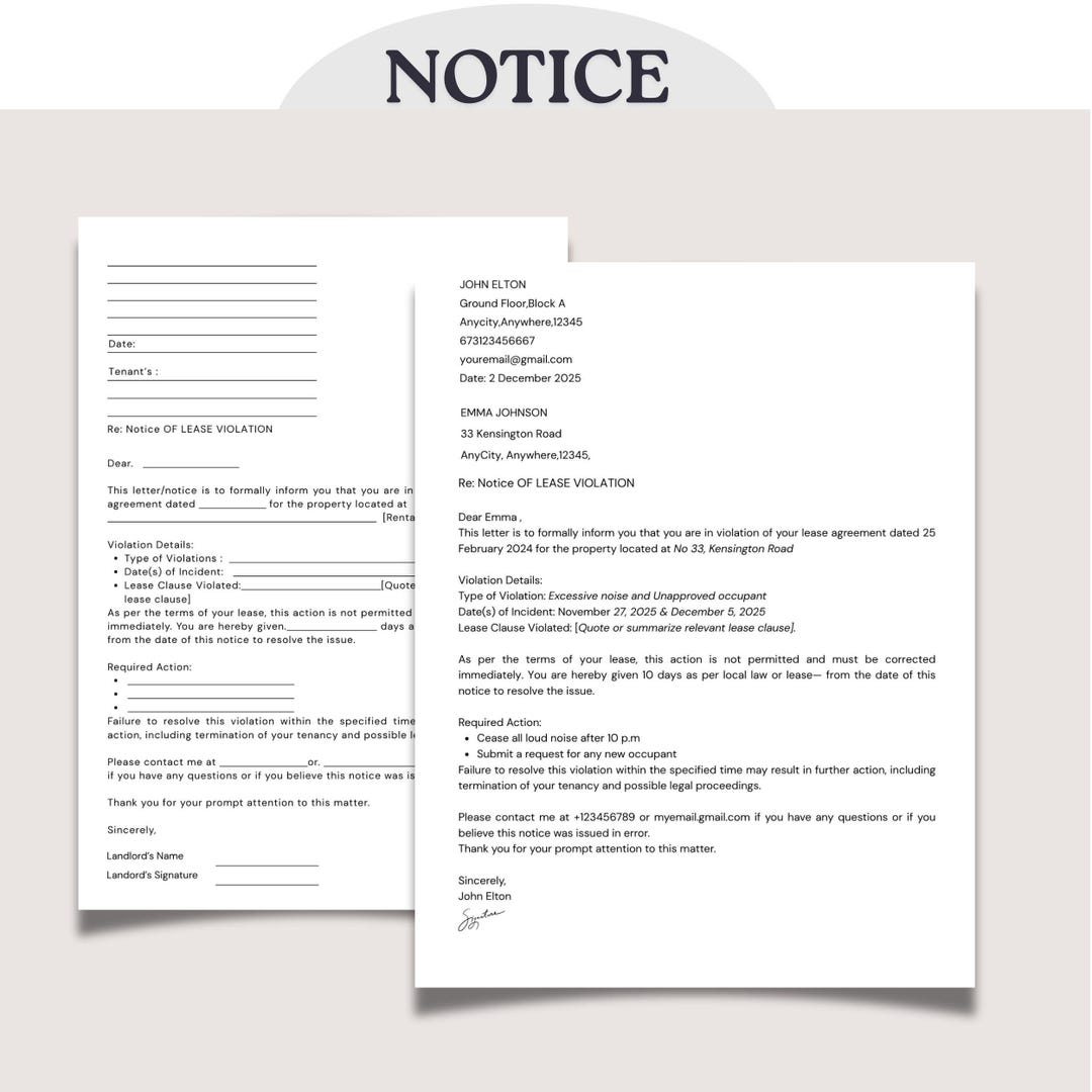 Printable Eviction Notice Template: Editable Landlord Form (US Letter ...