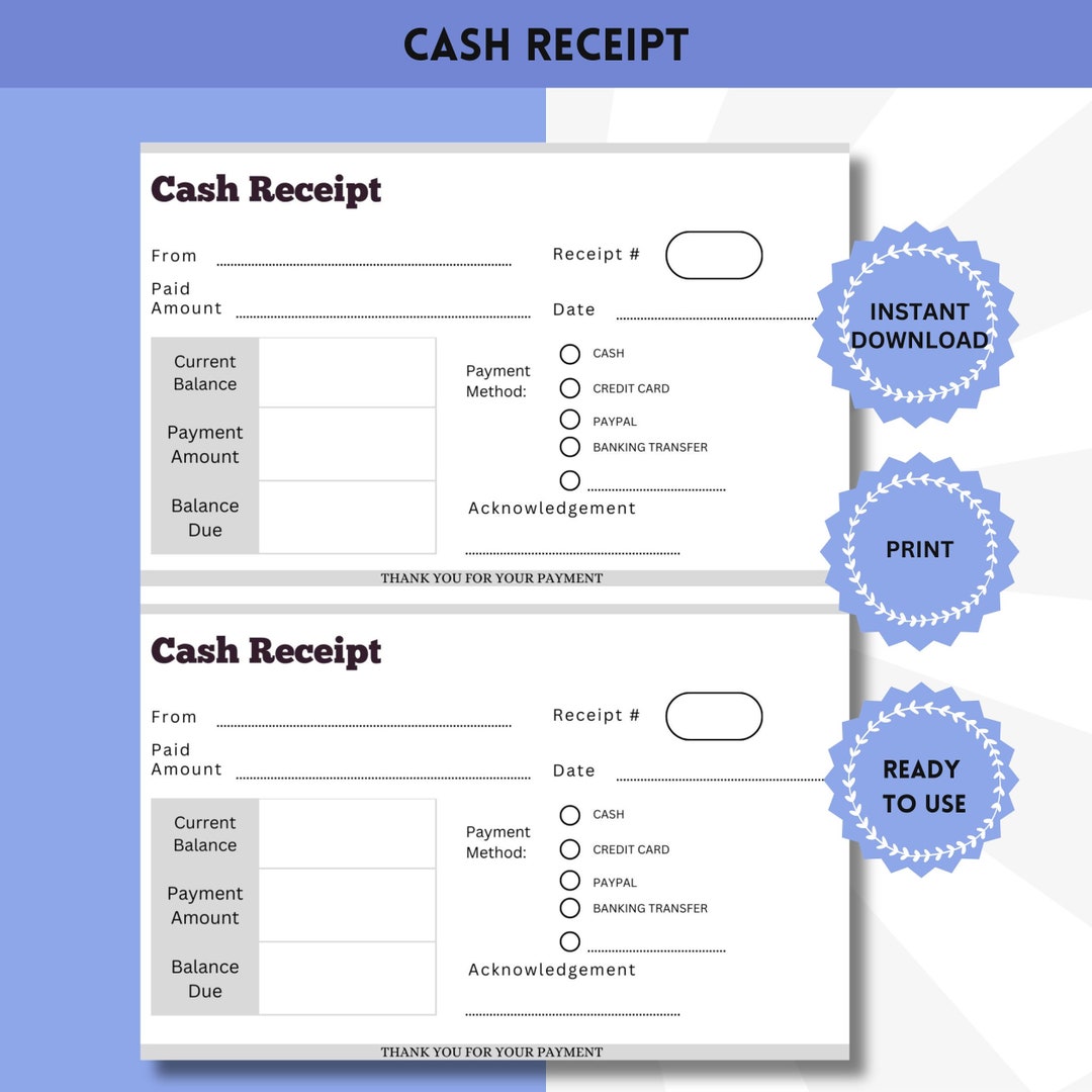 Simple Printable, Receipt Form, Small Business Receipt, Sales Receipt, Receipt Template for ...