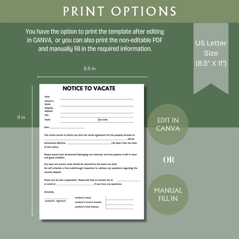 Notice to Vacate, Printable Eviction Notice, Move Out Notice, Eviction Form, Notice to Vacate ...