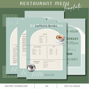Restaurant Price List, Restaurant Menu, Menu template, Editable price list template, Food and beverage,Restaurant Opening Hours Sign