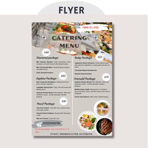Bewerkbaar menusjabloon voor restaurantcatering: Canva-flyer (US Letter & A4) digitale download
