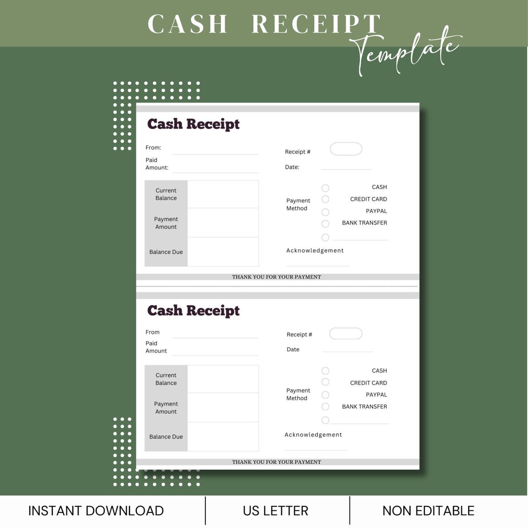 Simple Printable Receipt Form, Small Business Receipt, Cash Sales Receipt, Template Small ...