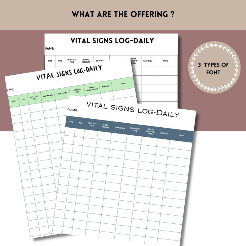 Printable Vitals Sign Chart,nursing Vital Chart, Nursing Vital Sheet ...
