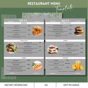 Restaurant Price List, Restaurant Menu, Menu template, Editable price list template, Food and beverage,Restaurant Opening Hours Sign