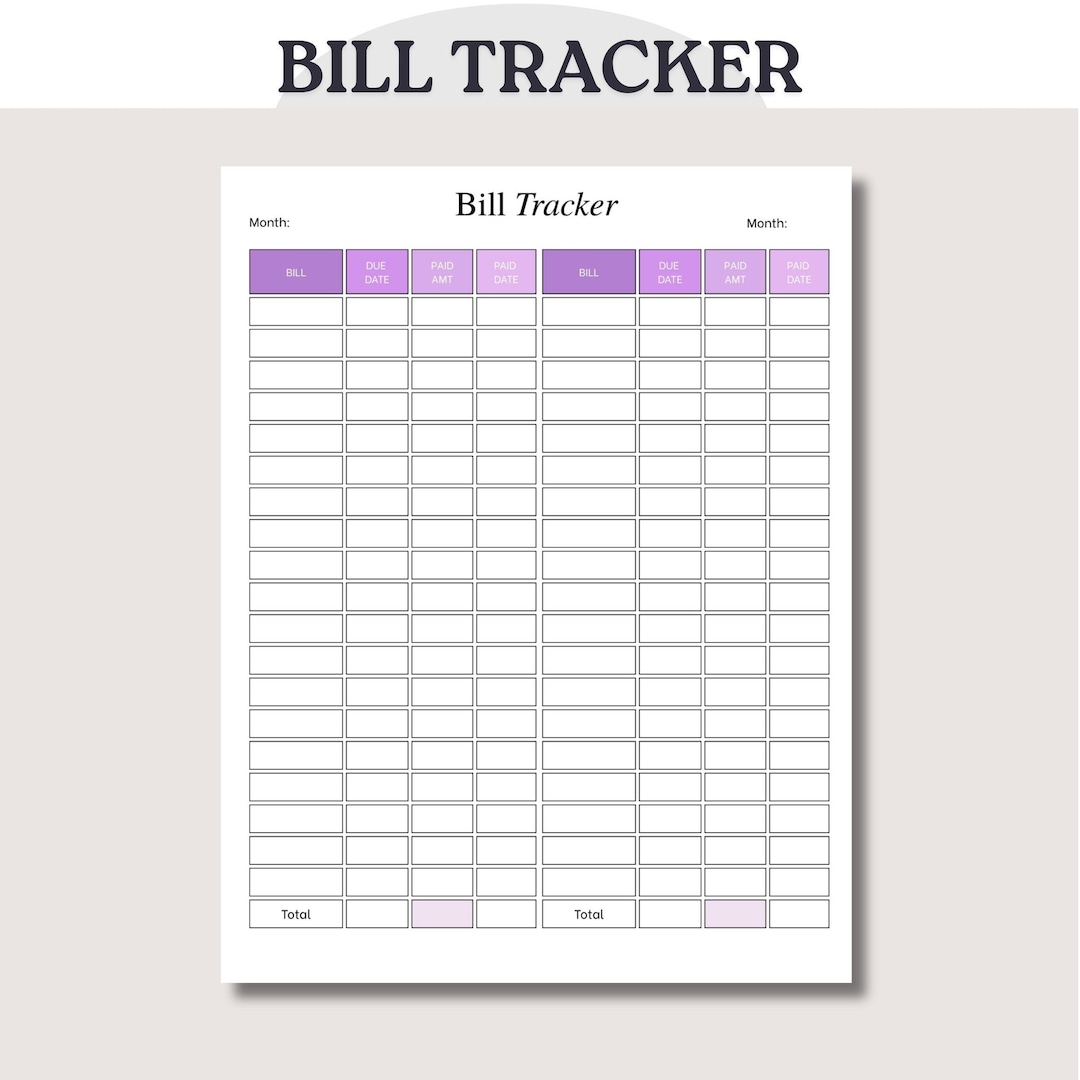 Bill Tracker Example Printable Bill Tracker, Monthly Expense Planner (US Letter, A4) - Etsy