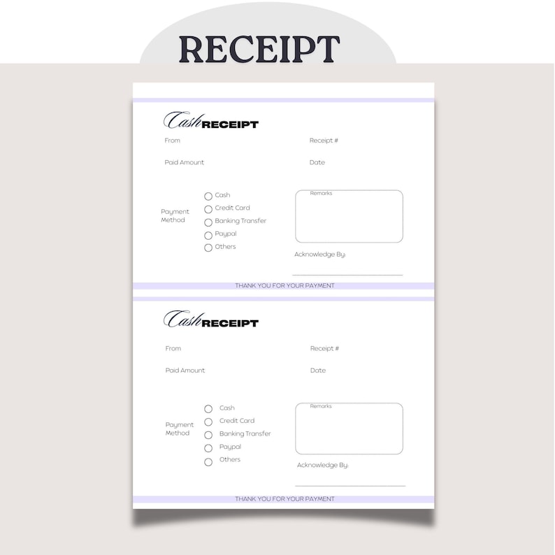 Cash Receipt Template: Small Business Payment Form (PDF Download) - Etsy