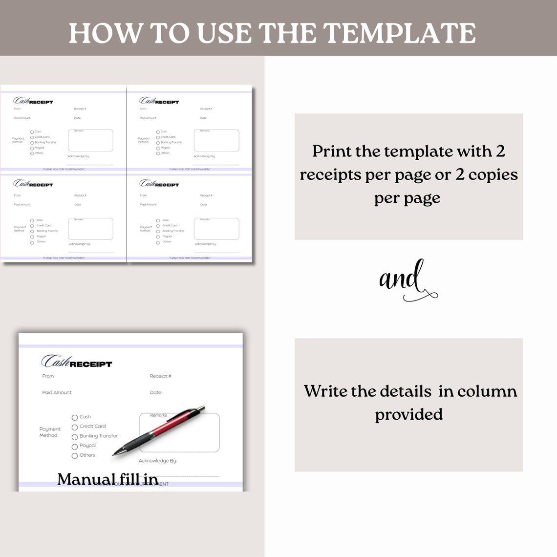 Cash Receipt Template: Small Business Payment Form (PDF Download) - Etsy