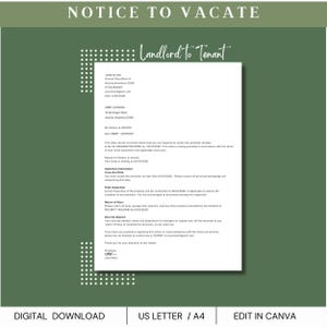 Notice to Vacate Printable Eviction Notice Move Out Notice Vacate Letter Eviction Form Notice to Vacate Template Landlord Form End of Lease