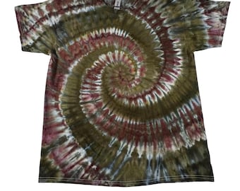 Hand Dyed T-Shirt: GNOME’S HOLLOW with Brown and Green Earth Tones