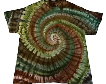 Hand Dyed T-Shirt: INTO THE WOODS with Greens and Browns dyes