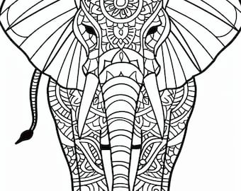 20 Elephant Mandala Adult Coloring Pages