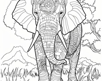 Elephant Mandala Coloring Pages for Adults – 20 Printable Intricate Designs | Animal Zen Art Therapy | Stress Relief Coloring Book