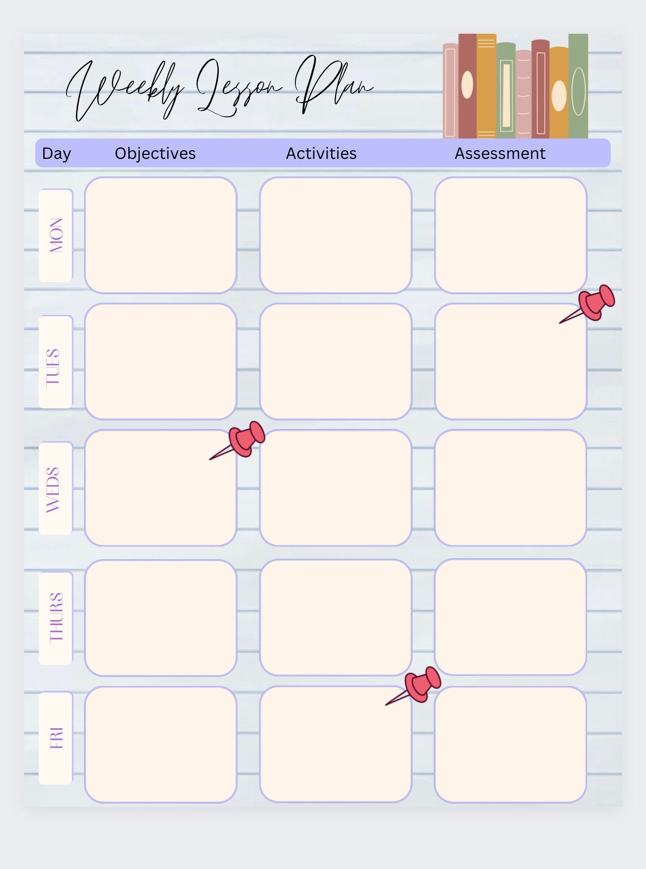 Weekly Lesson Plan Template - Etsy