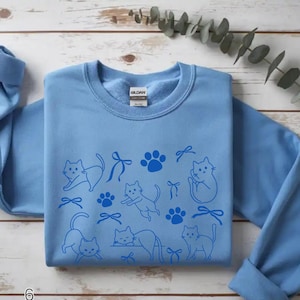 Cat Funny Sweatshirt Cat Mom Sweater Gift Cat Lover Cat Long Sleeve Cat Sweatshirt Crewneck Kitty Sweater with Cats Ladies Cat Sweater