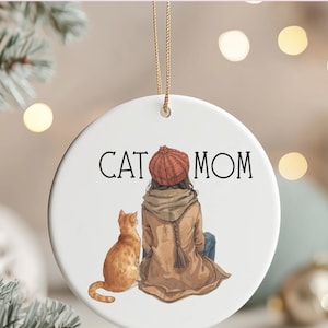 Cat Mom Ornament Gift For Cat Mom Christmas Keepsake Gift Cat Lover Ornament Cat Name Ceramic Ornament Personalised Cat Owner Ornament