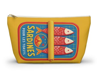 Sardinendosen-Druckzubehörbeutel, Retro-Sardinendose Mini-Kosmetiktasche, verzinnte Fischzubehör-Kupplung, Reißverschluss-Beutel, Reise-Geldbeutel