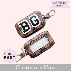 Key Fob Keychain Holder, Personalized Car Key Cover, Monogram Fob Keychain Case Accessory, Key Ring Case Gift for Her, Personalized Initials
