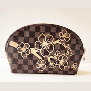 Borsa per il trucco con cerniera, elegante borsa da viaggio con fiori di ciliegio, elegante borsa per il trucco, accessori per cosmetici, borsa da viaggio