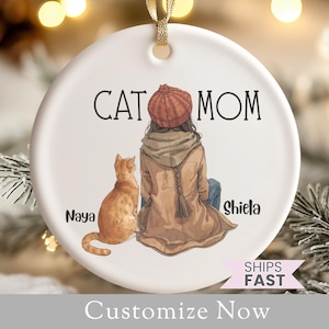 Cat Mom Ornament Gift For Cat Mom Christmas Keepsake Gift Cat Lover Ornament Cat Name Ceramic Ornament Personalised Cat Owner Ornament