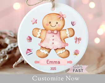 Personalized Girls Ornament Gingerbread Ornament Christmas Decor Gift For Daughter Gingerbread Gift Custom Ornament Little Girl Keepsake