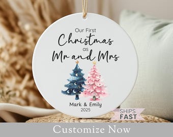 Personalized Mr And Mrs Ornament Gift For Newlywed Keepsake Wedding Gift Mr And Mrs First Christmas Ornament Couple Ornament Christmas Decor