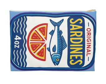 Retro Sardinen Kosmetiktasche Sardine Mini Make-up Tasche Fisch Print Accessoire Clutch Geschenk für Fischliebhaber