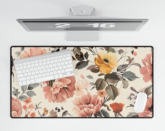 Tapete de escritorio floral, elegante protector de superficie de trabajo, accesorio de escritorio de oficina, papel secante para escritorio de computadora, alfombrilla de ratón grande, mesa bohemia única