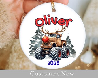 Personalized Monster Truck Boy Ornament Gift For Little Boy Kid Christmas Keepsake For Baby Boy Custom Name Ornament Gift For Little Boy