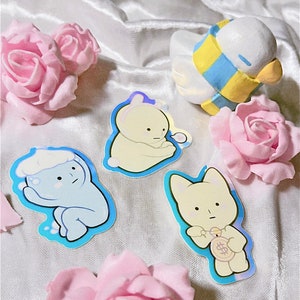 Cute Kawaii Smiski Opalescent, Glow in the Dark 2 in. Vinyl Stickers, Decals for Laptops/PCs, Scrapbooking, Bottles, etc.