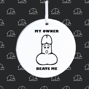 my owner beats me, funny ornament, Gag Gift, Coworker Ornament, White Elephant Gift, Gift Exchange, Work Friend Gift, snarky gift