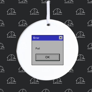 computer error message funny ornament, Coworker Ornament, White Elephant Gift, Gift Exchange, Work Friend Gift, Holiday Party Gift