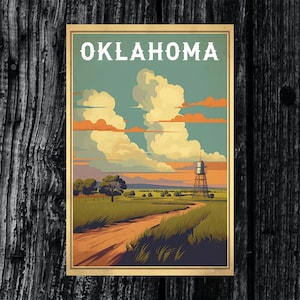 Oklahoma Vintage Travel Poster Print | Wall Art | Gift Idea | Home Decor | Anniversary | Birthday | Christmas