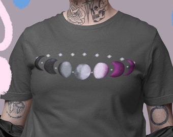 Not Just a Phase Asexual Pride Moon Phases Shirt - Pride Flag LGBTQ T-shirt, Subtle Ace Pride Month Outfits, Gay Gift, Cute Ace Pride Tee