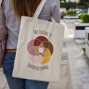 The Future is Intersectional Activist Canvas Bag Anti Racism BLM Protest Tote, Feminist Social Justice Gift, Equality Diversity Reusable Bag image 1