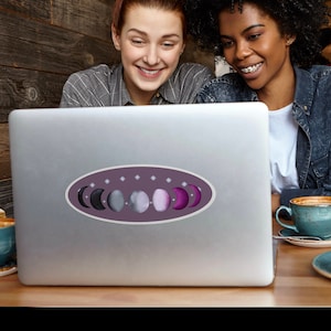 Not Just a Phase Asexual Pride Moon Phases Vinyl Sticker - Pride Flag LGBTQ Laptop Decal, Subtle Ace Pride Month Decoration, Cute Gay Gift