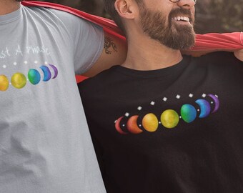 Not Just a Phase Rainbow LGBT Pride Moon Phases Shirt, Pride Flag LGBTQ T-shirt, Subtle Gay Pride Month Outfits, Cute Queer Pride Tee